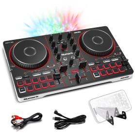 Numark Party Mix III Controleur DJ Bluetooth avec Eclairages | Beat Assist, Smart Fader, 16 Pads, Mixeur DJ 2 Decks, Stems Contr