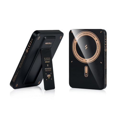 MOCOLL Batterie Externe 5000 mah magnétique PD 20W avec Support | batterie externe magnétique 5000mAh avec support intégré, batt