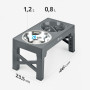 Gamelles Chiens Surélevées de 5 Hauteurs Ajustables, 2 Bols INOX, Gris | Gamelle Anti-glouton 0,8L, Bols Inox Durables, Amovible