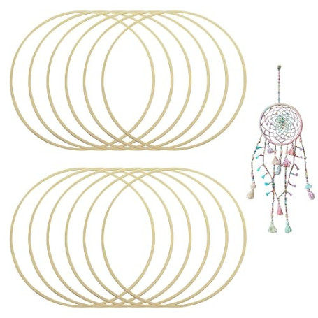 Lot de 12 Anneaux de Bambou, 20cm Attrape Rêves Floral, Cercle Attrape Reve | Cerceau en Bambou pour Macramé DIY pour Travaux Ma