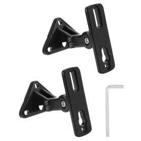 QWORK® Lot de 2 Supports muraux universels pour Enceintes, Inclinaison et Rotation à 180°, Charge maximale 13,6 kg