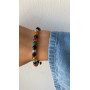 10:10 Bracelet avec pierres d'agate multicolores naturelles de 6 mm, perles en acier inoxydable, bracelet très résistant fabriqu