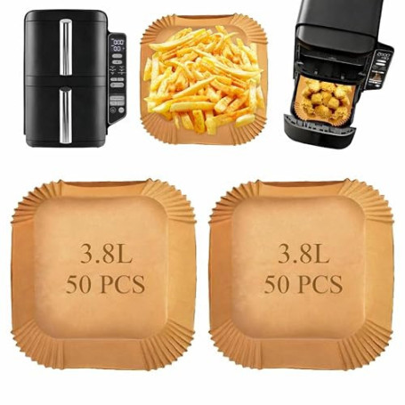 Lot de 100 feuilles de papier four pour friteuse à air Ninja SL300EU – Accessoires antiadhésifs compatibles double pile 7,6L, pa