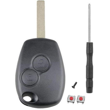 Coque Clé 2 Boutons Boîtier Compatible avec Clio 3 Kangoo 2, VA2 Lame | Coque de Clef Plip Voiture Utilitaire Télécommande Compa