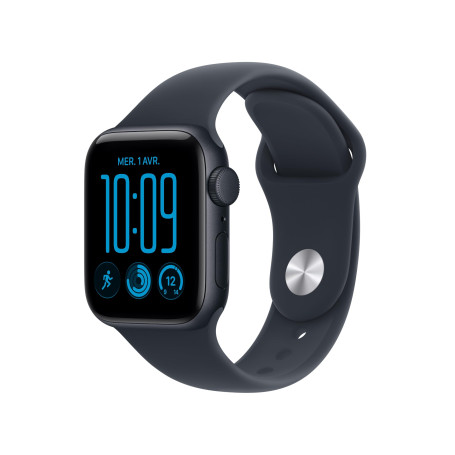 Apple Watch SE 3 (GPS), Boîtier en Aluminium Minuit de 40 mm | Bracelet Sport bleu marine - S/M. Fitness + Sommeil + Suivi de cy