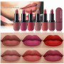 Katiluxiya 6Pcs Red Velvet Matte Lipstick Set, High Pigmented Long-Lasting Waterproof Lip Stick Lip,Moisturizing balms, Sheer ti