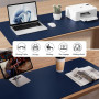 Aothia Sous-main de bureau,Grand tapis de souris, 80 x 40cm,Bleu foncé | Tapis clavier souris en cuir PU,protège bureau antidéra
