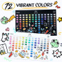 Ohuhu Marqueurs Acrylique 72 Couleurs Pointe Brosse pour Art Papier Dessin | Mélange de Couleurs Propre & Sans Couture Dégradés 