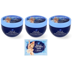 Pack de 3 PAGLIERI Felce Azzurra Crème Hydratante pour le Corps Crema Corpo Idratante 250ml + Pack Gratuit de Poudre de Talc Fel
