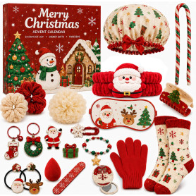 Calendrier de l'Avent de Noël 2026, Coffret Accessoires Beauté et Coiffure | Calendrier de l'Avent Noël 24 Jours Compte à Rebour