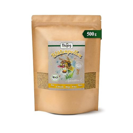 Biojoy Granulés de pollen BIO crus, pollen d’abeille à consommer, 500 g | De Bulgarie, non traité, sans sucre ajouté, Apis melli