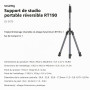 SMALLRIG 190cm Trépied Lumière 4kg Max Pliable 43cm Plié - 5475 | Trepied Videoprojecteur, Pliable et réglable, Pour lampes torc
