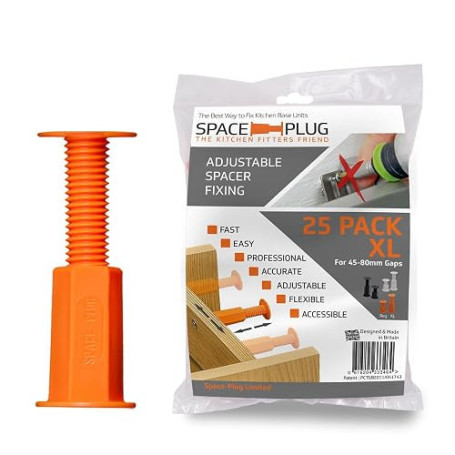 Space-Plug Lot de 25 Entretoises Réglables Multi-Usages pour Fixation de Meubles de Cuisine, de Salle de Bain, d'Armoires de Cha