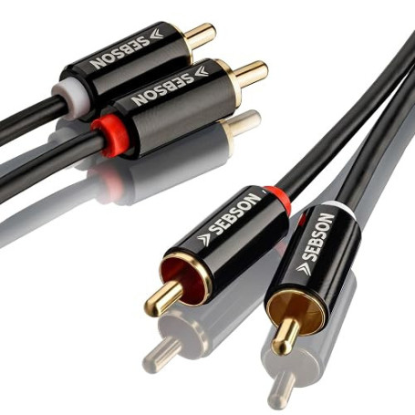 SEBSON Câble RCA Audio 2m - 2 RCA mâle à 2 RCA mâle, Câble Audio AUX pour Systèmes Stéréo, Amplificateurs, Enceintes, Home Ciném