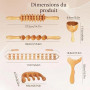 Kit de Massage en bois 6 en 1 pour Drainage Lymphatique & Modelage du Corps | Kit Professionnel de Madérotérapie, avec Rouleau d
