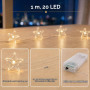 Liyade Guirlande Lumineuse à Piles, en Forme D’étoiles, 1m 20LED, Piles | Étanche IP44, Blanc Chaud, Guirlande étoile de Noël In