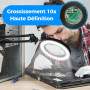 Loupe avec éclairage Et Support, Loupe LED 10x avec Pince, Loupe de Table, 3 Modes de Couleur Et Intensité Lumineuse Réglable, I