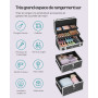 SONGMICS Valise de Maquillage, avec 2 Tiroirs, 34 x 24 x 56 cm | Mallette Cosmétique, Grand, Roulette Pivotante à 360°, Voyage, 