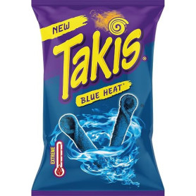 Takis Blue Heat Chips - Snack Maïs Piquant Intense, 100 g | Tortilla roulée au piment, niveau de chaleur extrême - parfait pour