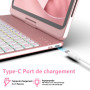 FUWANG Coque Clavier pour iPad A16 / 10e Génération 10.9" 2022 AZERTY | Clavier Rétroéclairé 7 Couleurs, AZERTY Français, Pavé t