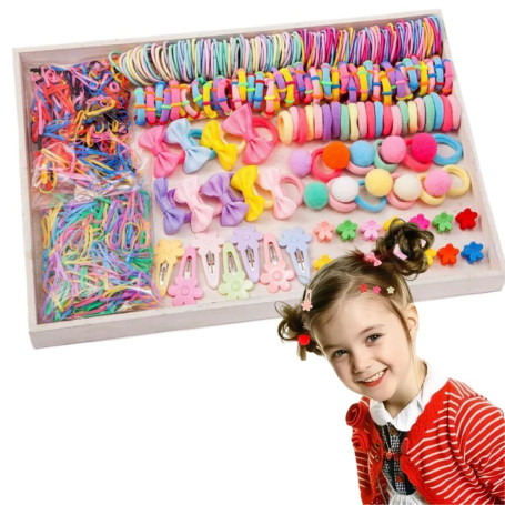 SDXCJY Lot de 1191 élastiques à cheveux, élastiques pour bébés, élastiques à cheveux aux couleurs bonbon et attaches, élastiques