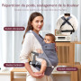 Momcozy Porte Bebe Ergonomique 100% Coton,Gris, 3–24 Mois, 3,2–20 kg | Porte-bébé physiologique, position M, tour de taille régl