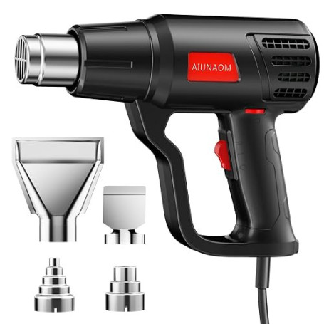 AIUNAOM 2000W Décapeurs Thermiques 50℃~650℃ Pistolet à Air Chaud Contrôle de Température Sans Paliers + 2 Débit d'air Protection