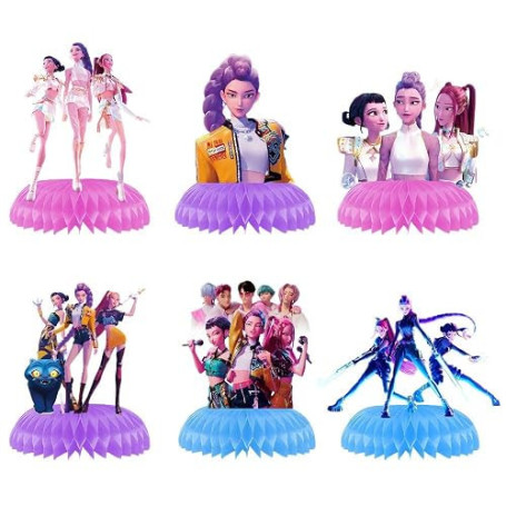 Kpop Décorations de Table Honeycomb K-Pop Figurines en Papier 6pcs | Lot de 6, Décoration de fête