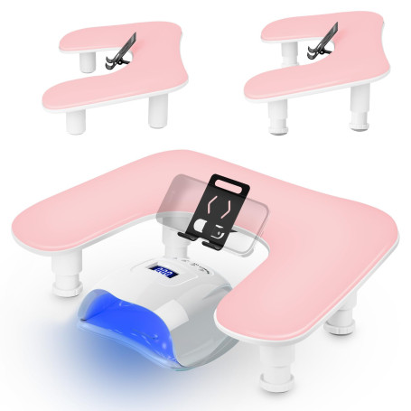 Repose Main Manucure, Repose Main Ongle avec Support pour Téléphone Portable, Repose Main Hauteur Réglable en Forme de U, Cuir P