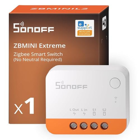 SONOFF ZBMINIL2 Interrupteur Zigbee, Sans Neutre, Module Relais Mini pour Lumière, Contrôle 2 Voies, Compatible Alexa & Google H