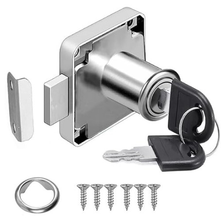 Litensh verrou à came de 22 mm, serrure boîte aux lettres verrou placard serrure d'armoire de sécurité avec clé différente serru