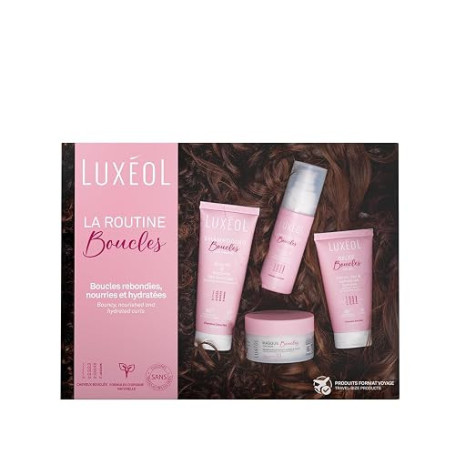 LUXEOL - Coffret Routine Boucles Voyage - Nourît, Définit & Gaine | Sublime Les Boucles - Limite les Frisottis - Parfum Gourmand