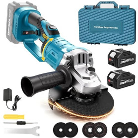 Meuleuse d'Angle Sans Fil Compatible avec Batterie Makita 18V, Disqueuse sans fil 125 mm avec Tête Rotative à 180°, 3 Vitesses,