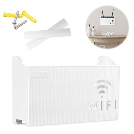 MisFun Boîte de Rangement Murale pour Routeur WiFi des CâBles, Support Mural, WiFi Support Box, Blanc Décoratif Flottant Rack, É