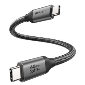 Silkland Câble USB-C 0,3m, 40Gbps Transfert Données USB4 avec Thunderbolt4 | 8K@60Hz 4K@144Hz, 240W PD3.1 Câble USB-C pour Thund