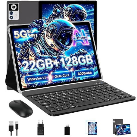 ZIOVO Tablette Android 14 Tablette 10 Pouces,22GoRAM+128Go ROM (1To TF),Widevine L1|8000mAh| Octa-Core|2.0GHz| 5G WiFi| BT 5.0|