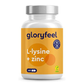 L-Lysine avec Zinc Hautement Dosée, 400 Capsules avec 1000 mg de Lysine par Dose Quotidienne, Acide Aminé Essentiel, Soutient le