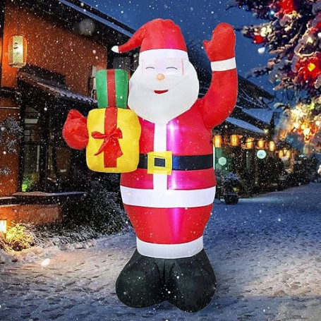 Mocoli 150CM Père Noël Gonflable, Noël Gonflable Extérieur Père Noël Décoration De Noël avec Lumière LED Géant Gonflable Père No