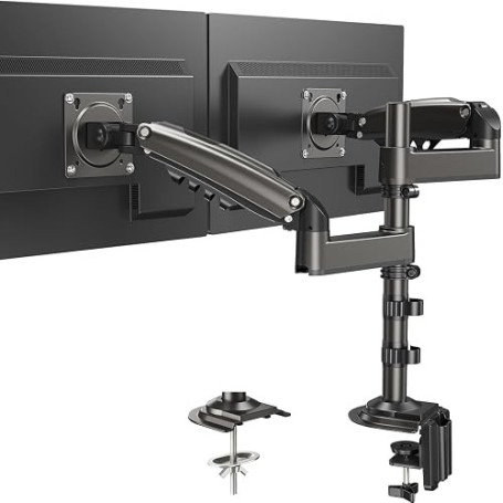 HUANUO Support Ecran PC 2 Ecran de 13 à 32 Pouces, Gaming Bras pour Écran PC Réglable en Hauteur, à Mouvement Complet Supportant