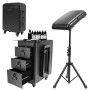 BRRIDE Mallette de maquillage trolley mallette de tatouage avec support pour accoudoirs, mallette de maquillage avec 3 tiroirs e