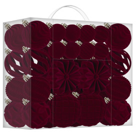 48 Boule de Noel Velour Bordeaux, Décoration Sapin de Noël Rouge Floquées | Incassables Deco Sapin de Noël, différentes tailles 