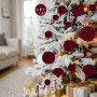 48 Boule de Noel Velour Bordeaux, Décoration Sapin de Noël Rouge Floquées | Incassables Deco Sapin de Noël, différentes tailles 