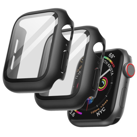 JETech Coque pour Apple Watch SE 3/2/1, Series 6/5/4 40mm, Noir | Avec Protection D'écran, Verre Trempé Intégré, Étui Housse Hau