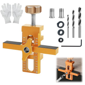 LUYIEDHA Kit d'aide au montage de porte d'armoire 2 en 1, Gabarit Montage de Porte d'Armoire avec 3 forets, Positionneur de Port