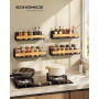 SONGMICS Étagère à Épices Murale, Lot de 4, Acier et Bambou | Étagère de Rangement Cuisine, Salle de Bain, Noir d'Encre et Bambo