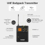 TONOR Micro sans Fil UHF avec Microphone Casqueà/Micro Cravate, Transmetteur Bodypack et Mini récepteur Rechargeable Sortie 6,35