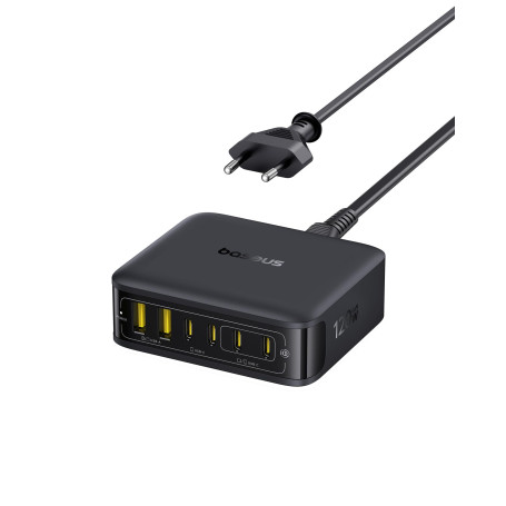 Baseus Chargeur USB C 120W, Station de Charge 6-Port, Chargeur Rapide pour iPhone 16/16 Plus / 16 Pro / 16 Pro Max/séries 15/14/