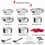 Tefal Ingenio Comfort Max, Batterie de cuisine 19 pièces, Acier inoxydable | Ensemble de poêle et casserole induction empilables