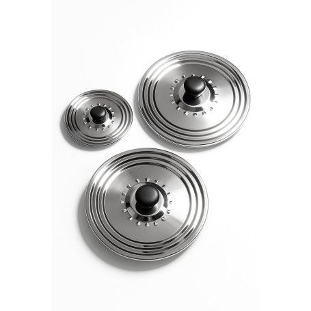 Lot de 3 Couvercle casserole universel inox 16/18/20 – 22/24/26 – 28/30/32 cm – Couvercle poele universel – Couvercles pour cass