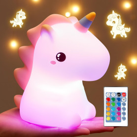 One Fire Veilleuse Enfant, 16 Couleurs Silicone, Lampe Chevet Rechargeable | Cadeau fille licorne, bébé, lampe de chevet silicon
